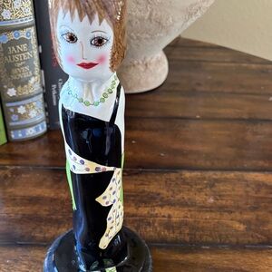 Susan Paley Ceramic Figurine candle holder Susie’s Silk sash 11.5”